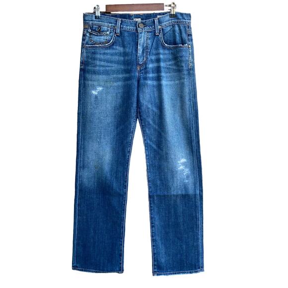 New Citizens of Humanity Seaway Men Distressed Ripped Straight Leg Jeans 32